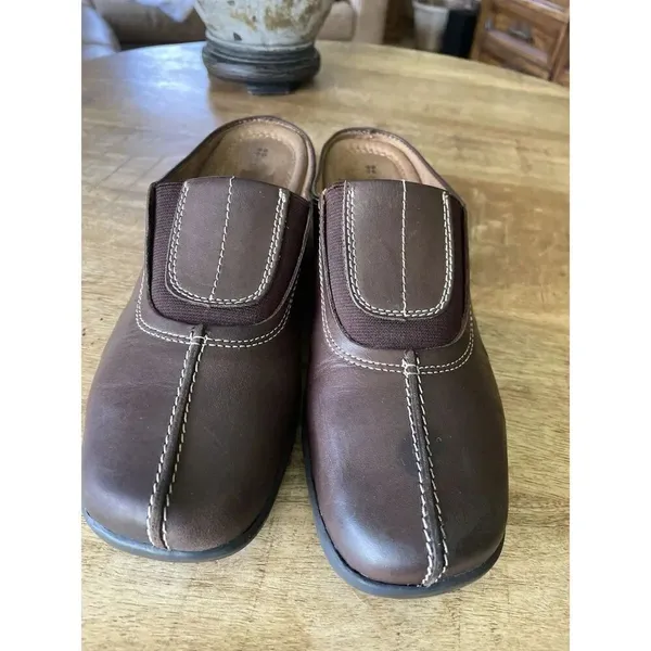 Naturalizer Womens Allia Brown Leather Clogs Slip on Mules Slides Size 8.5M - Image 2