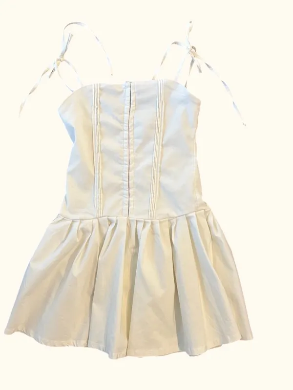Pin Tuck Corset Bodice Mini Dress Size XS Spaghetti Straps - Image 2