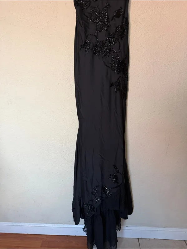 House of CB Anastelle Black hand-beaded embellished satin Maxi Dress size XS NWO - Image 6