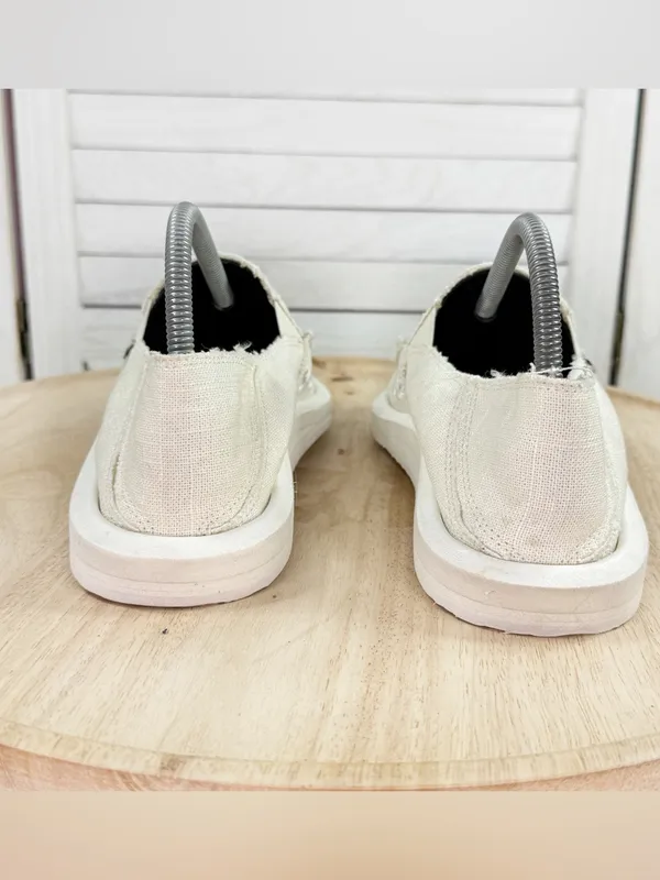 Sanuk Donna Soft Top Hemp Canvas Slip On Shoes Ivory Women Size 8 - Image 6