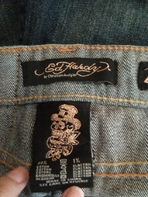 Ed Hardy By Christian Audigier Denium Mini Mcbling Y2k Inspired Festival Size 25 - Image 3
