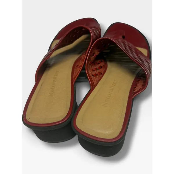 Naturalizer Red Leather Woven Huarache Toe Loop Wedge Sandals Size 8 - Image 2
