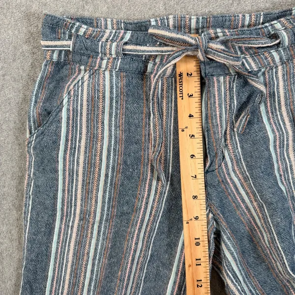 Democracy Wide-Leg Cropped Pants Womens 4 Flex-ellent Raw Hem Linen Blend Stripe - Image 6