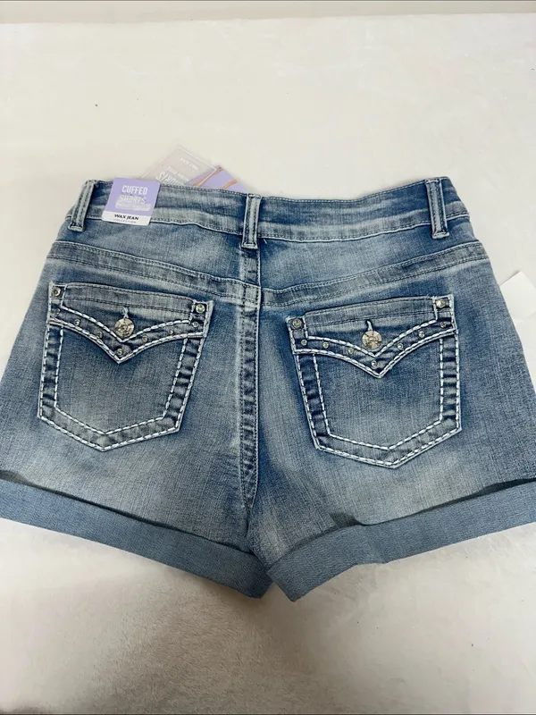 Wax Jean Light Blue Denim Cuffed Shorts - Image 6