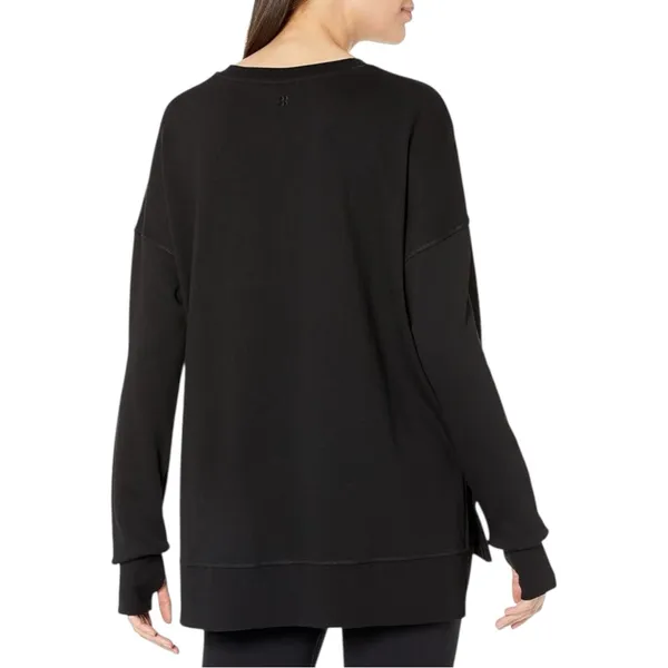 Sweaty Betty After Class Longline Crewneck Oversized Black Sweatshirt‎ Small - Image 2