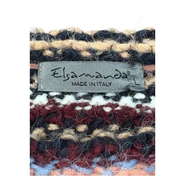 Elsamanda Striped Alpaca Wool Blend Sweater Womens Large Brown Multi Knit Italy‎ - Image 7
