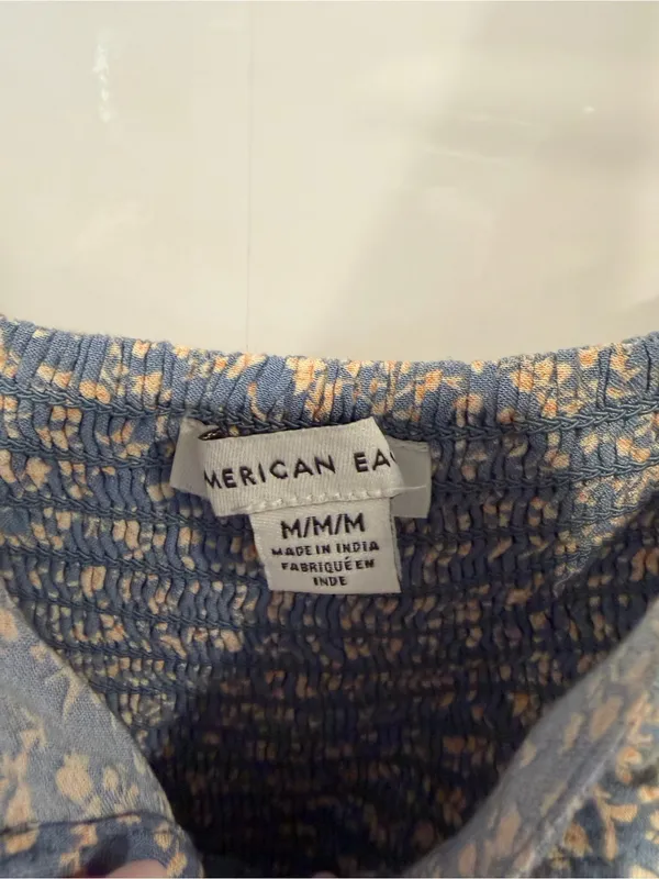 Blue Floral Ruffle-Trim Sleeveless‎ American Eagle summer dress - Image 3