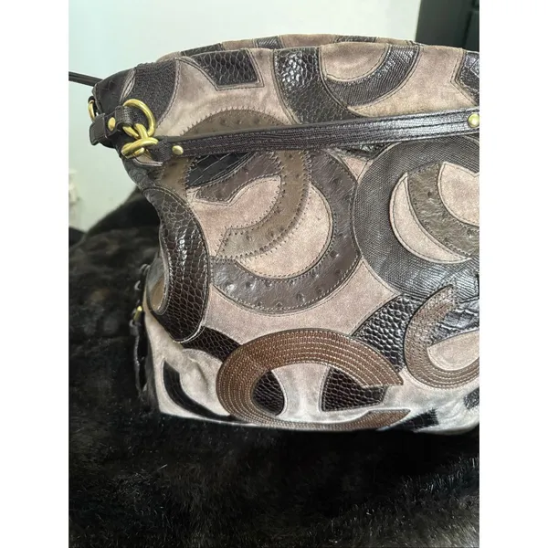Coach Brooke Inlaid C Leather Suede Large Hobo Shoulder Bag 14340 15x13 - Image 5
