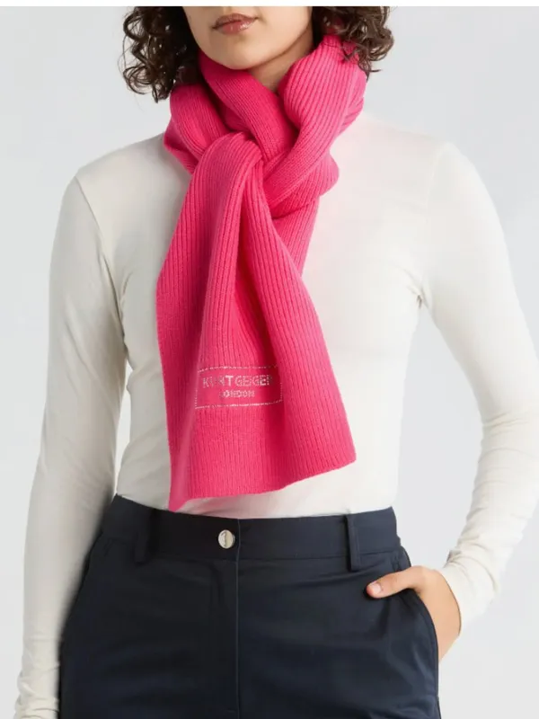 NWT Kurt Geiger London Crystal Logo Scarf One Size, FUCHSIA - Image 2