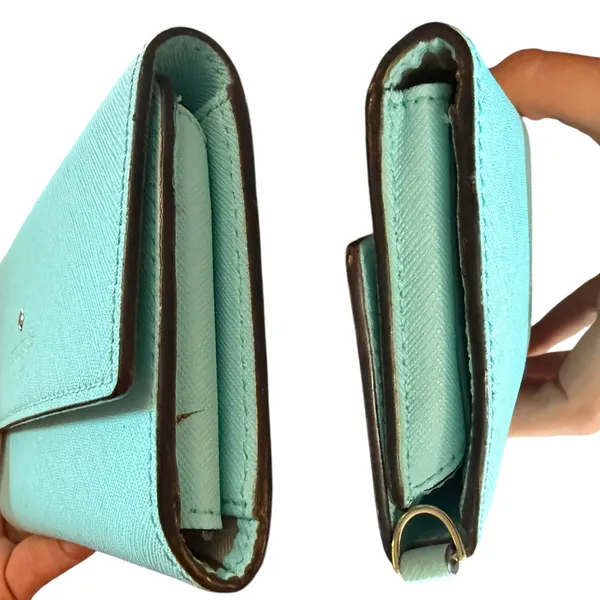 Kate Spade Baby Blue Leather Tri Fold Wallet - Image 4
