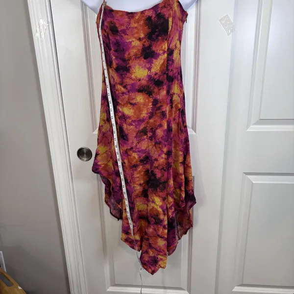 Song of Style S Abstract Watercolor Cowl Neck Handkerchief Hem Slip Dress Revolv - Image 8