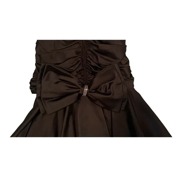 VTG 80’s Lillie Rubin 8 10 Formal Dress Gown Detachable Skirt Black Satin Party - Image 5