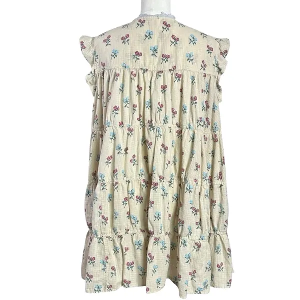 Free People Bohemian Prairie Sundown Mini Dress Tunic Top Ivory Combo Size Small - Image 10