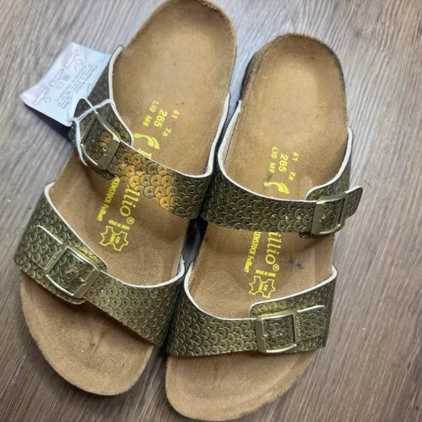 Papillio Sandals Women's Arizona Scale Pattern Metallic Gold Size 41 L10 M8 - Image 4