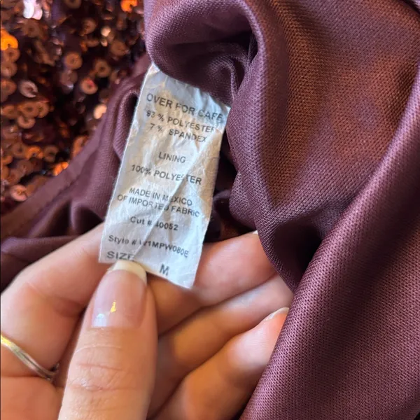 Windsor Sequin Burgundy Dress Size Large - Image 5
