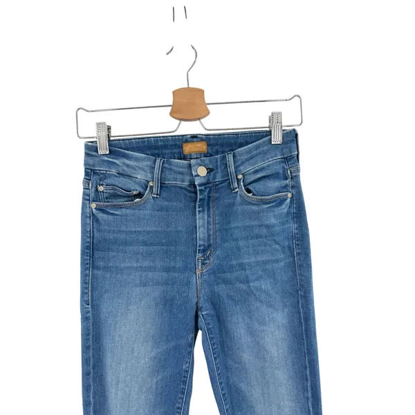 MOTHER The Looker Ankle Fray Skinny Jeans Birds of Paradise Blue Size 26 - Image 4