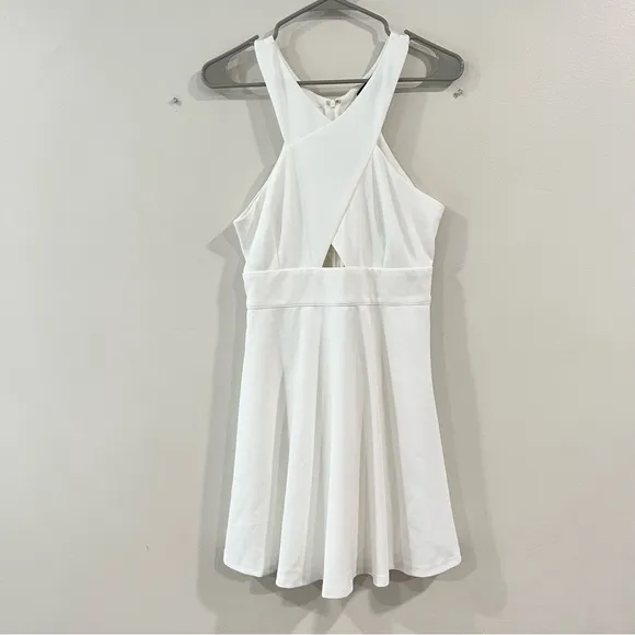 Lulus So Sophisticated White Cutout‎ Skater Dress MEDIUM - Image 5