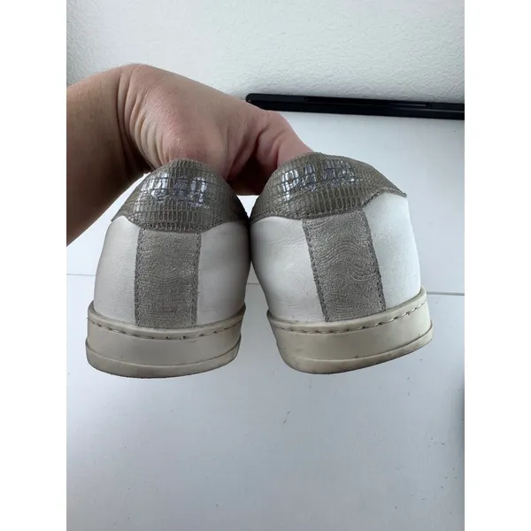 P448 John Womens White‎ Leather Suede Low Top Sneakers Size 38 7.5 8 - Image 4