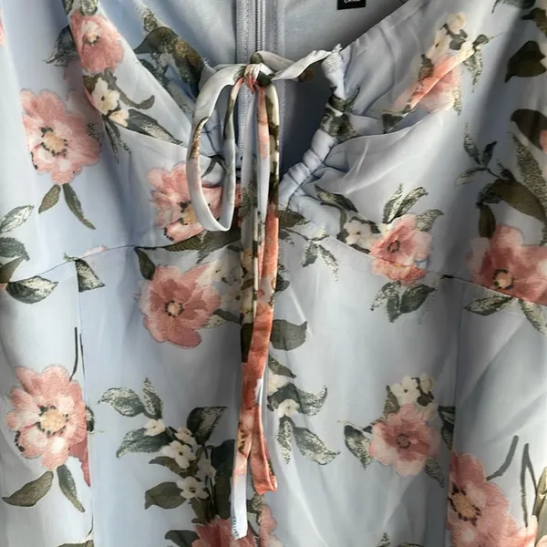 Lulus Precious Perspective Light Blue Floral Puff Sleeve Mini Dress - Image 8