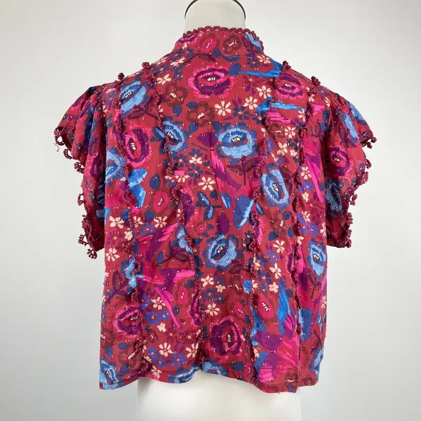 NWOT Farm Rio Cotton Floral Birds Blouse Size S - Image 3
