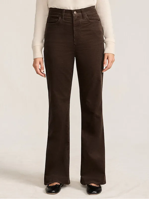 Lands’ End High Rise Corduroy Flare Pants Coffee Brown Size 10 Sold Out Color - Image 3