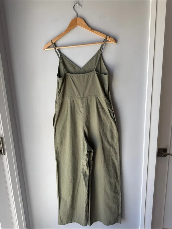 Uniqlo Linen Blend Wide Leg Jumpsuit Green - Image 3