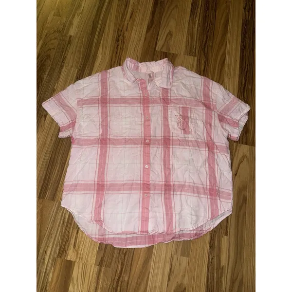 Victoria's Secret Pink Sz‎ XL Plaid Short Sleeve Pajama Set Cotton Pajamas - Image 6