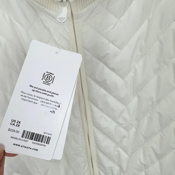 Athleta Mendocino Puffer Coat Quilted White Light Quilted Belted Size 2X NWT - Image 8