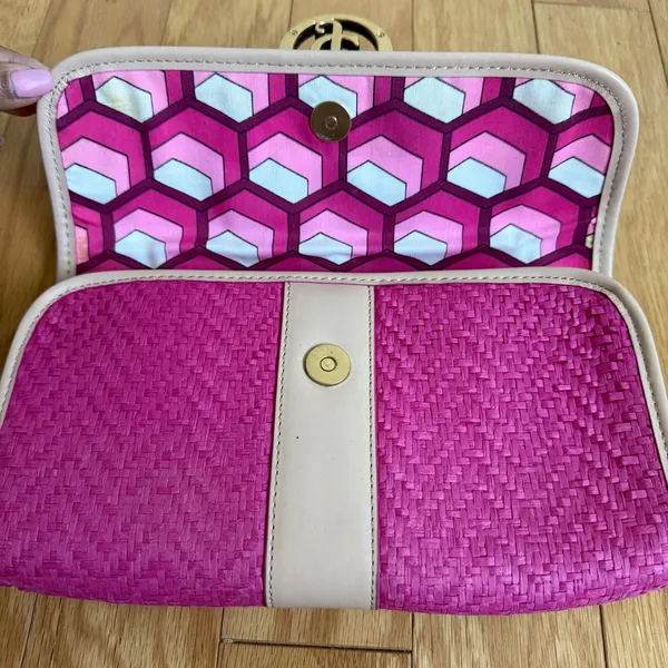 Juicy Couture Woven Clutch Purse with Pom Pom Accent Party Bag‎ - Image 6