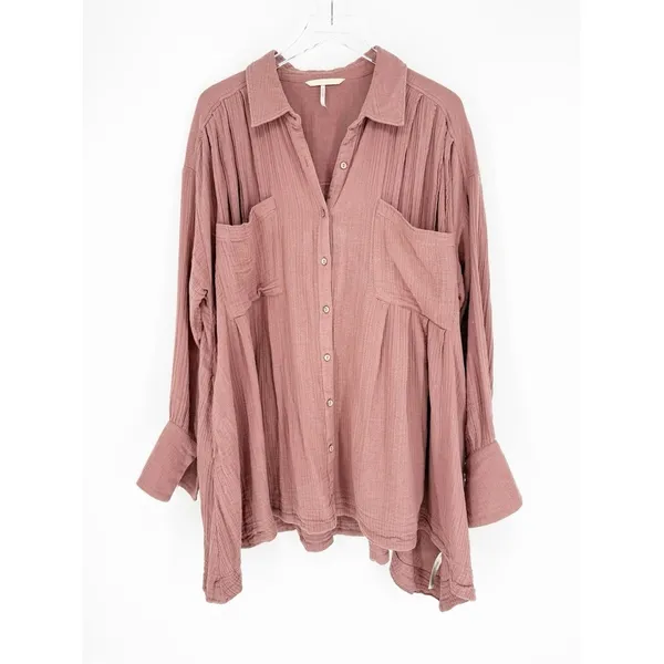 Free People The Voyager Long Sleeve Shirtdress Women's M‎ Boho Chic - Image 2