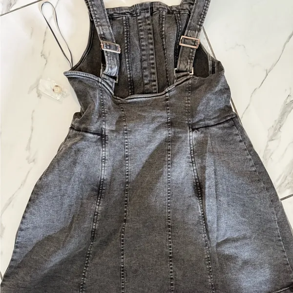 Free People Black Wash Denim Dress Size Small - Image 4