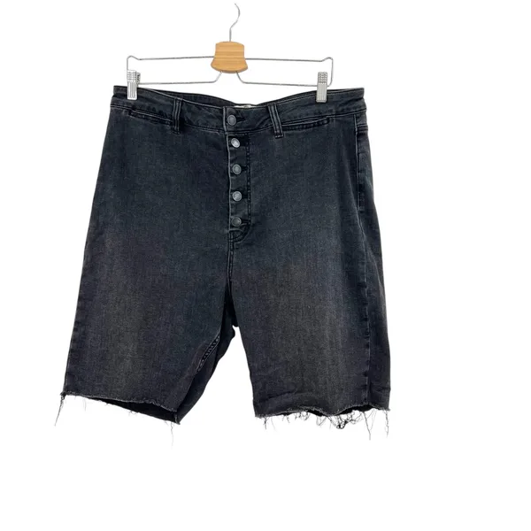 Free‎ People We The Free Crvy Bermuda Shorts Exposed Button Fly Faded Black 34 - Image 3