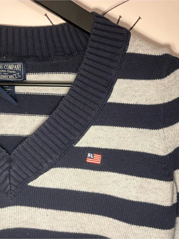 Polo Jeans Company Ralph Lauren Striped V-Neck Sweater Size Small - Image 3