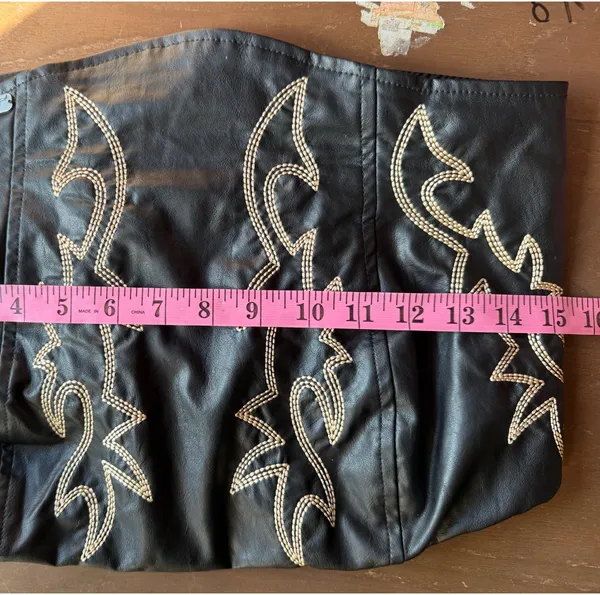 Lucky and Blessed Black Leather Western Boot Stitch Embroidered Corset (Size S,M and XL) - Image 4
