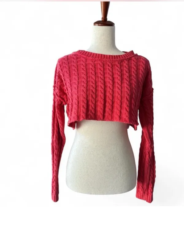 Free People Cable Knit Cropped Sweater - Image 2