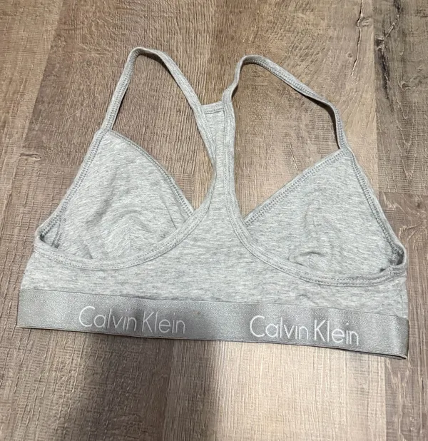Calvin Klein Racerback Bralette Grey Small - Image 2