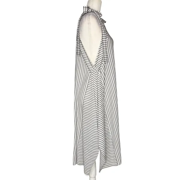 Zara‎ Trafaluc Pinafore Dress S Black White Stripes Apron Cover Up Asymmetrical - Image 7