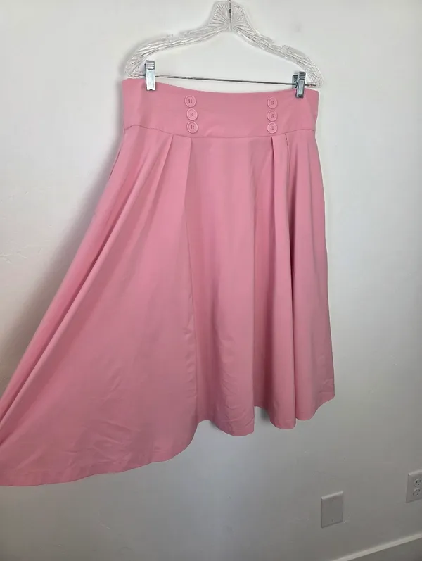 Belle Poque Pink A-Line High Waist Skirt Retro Modcloth Pin Up Rockabilly 50s XL - Image 2
