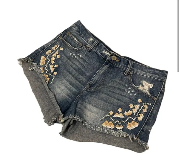 Free People Tan Stitch Print Jean Short - Image 2