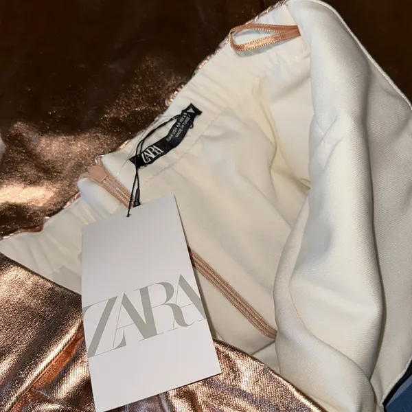 Zara Nwt Mettalic Gold Jumpsuit Medium Bloggers Fave - Image 9