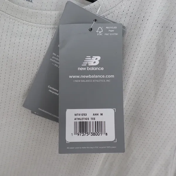 New Balance Womens Athletics Tee WT41253 Light Grey Mesh Training Shirt Size M - Image 5