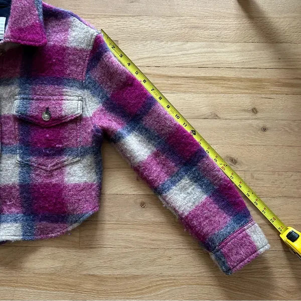 Aritzia the Ganna Wilfred free Pink Wool Plaid Cropped Jacket boxy small - Image 10