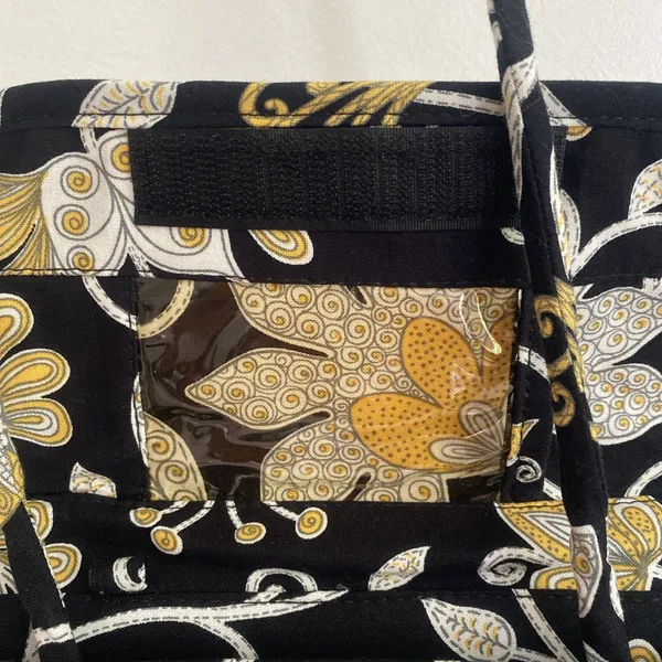 VERA BRADLEY Hanging Wallet Purse Crossbody bag Black Yellow White Small - Image 9