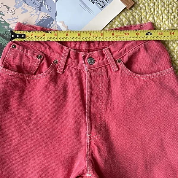 Vintage Women's Levi's Red Button Fly Made In USA Cotton Size 7M Rare Retro 90s - Image 9