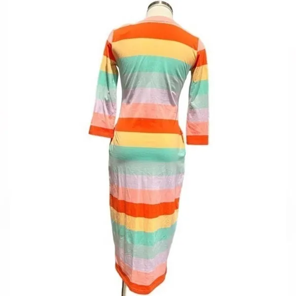 Panda‎ Grove Rainbow Striped Mid Lenght Dress Size S NWT - Image 2