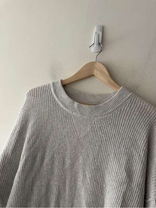 Aerie Gray Waffle Knit Oversized Sweater - Image 2