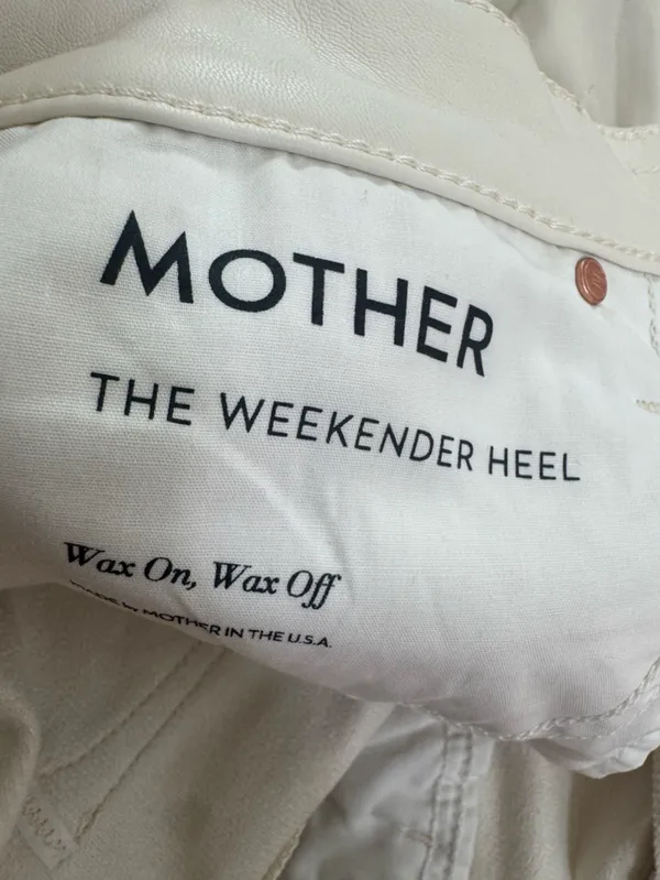 MOTHER Faux Leather Weekender Heel in Wax On Wax Off Egret 28 - Image 4