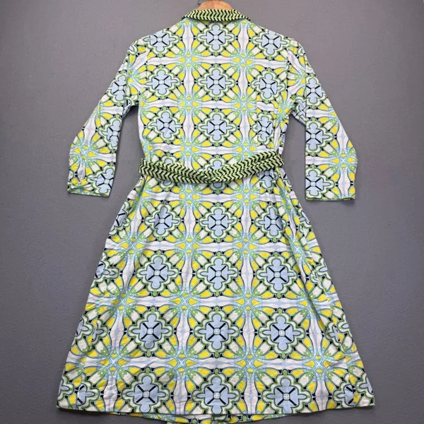 J.McLaughlin Womens Blue Green‎ Geometric Tile Print Wrap Dress Size M Catalina - Image 7