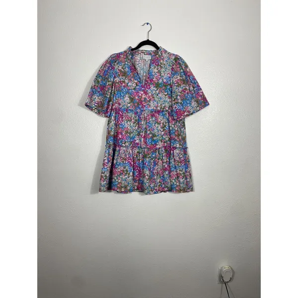 Sugarlips Women’s Floral Shift Dress With Split Neck Size XS - Image 6