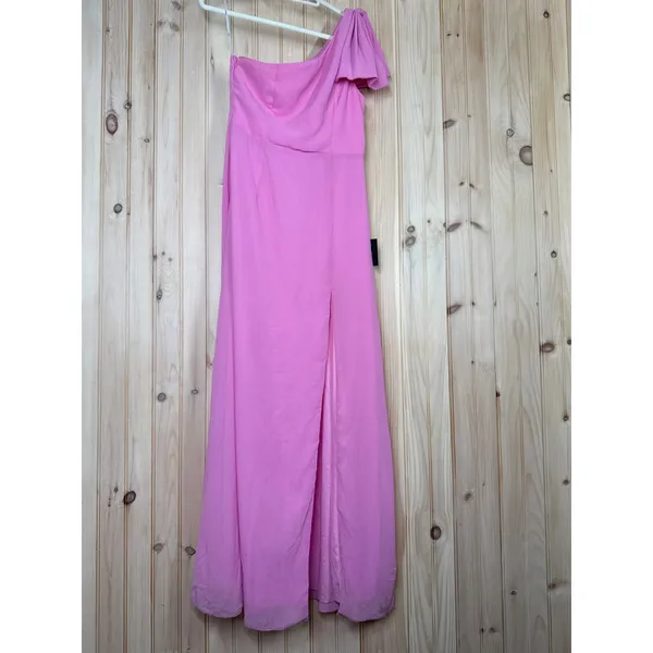 NWOT Lulus Simply Brilliant Pink One-Shoulder Bow Maxi Dress Bridesmaid Size M - Image 4